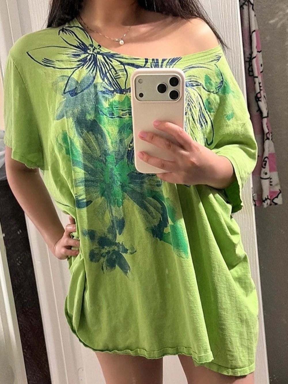 Jones New York y2k Floral Short Sleeve Top Green